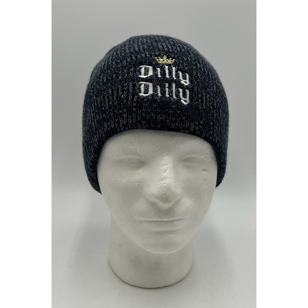 Dilly Dilly Bid Lite Embroidered Knit Beanie Hat Blue Gray Winter Cap‎ OSFM